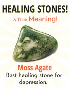 Moss Agate Healing Stone Healing Stones And Crystals, Peace And Prosperity, Gemstone Meanings, Crystal Therapy, Crystal Healing Stones, Crystal Magic, Rocks And Gems, Chakra Crystals, The Peace