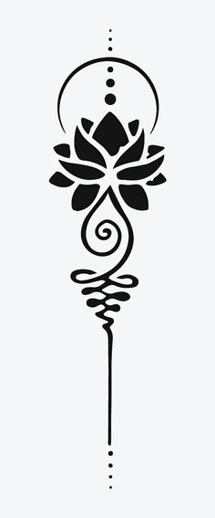 a black and white drawing of a flower with swirls in the center, on a white background