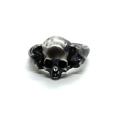 Skull and Bones Ring Adjustable Skull Rings With Symbolic Style, Adjustable Symbolic Skull Ring, Symbolic Skull Jewelry With Oxidized Finish, Symbolic Hand Cast Skull Ring, Gothic Adjustable Hand Cast Skull Ring, Unique Adjustable Hand Cast Skull Ring, Gothic Sterling Silver Skull Ring, Unique Skull Rings For Gifts, Gothic Sterling Silver Rings With Skull Print