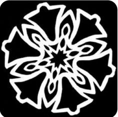 a black and white image of a flower with swirls in the center on a black background