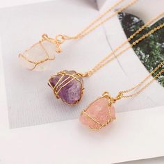 Handmade natural stone, Crystal, Amethyst, quartz wire wrapped necklaces Handmade Stones Jewelry, Natural Crystal Jewelry, Jewellery Stones, Raw Crystal Pendant, Green Calcite, Crystal Stone Jewelry, Amethyst Crystal Necklace, Raw Stone Jewelry, Handmade Crystal Jewelry