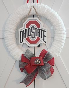 a wreath with the word ohio state hanging on it