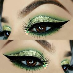 St Patricks Day Eye Makeup Simple, Green Mermaid Makeup, Saint Patricks Day Makeup, Green Eye Makeup, Day Eye Makeup, A Daily Routine, Make Up Inspiration