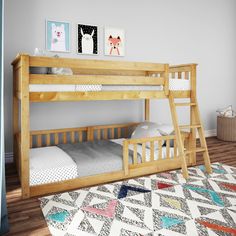 Plenty of room for sleep and play? Now that’s a win-win! The Max & Lily Twin Over Twin Low Bunk Bed with Single Guardrail is the perfect combination of functional and fun that both kids and parents love. Only 50 inches high, this space-saving low bunk design is great for smaller spaces and safe for younger children. The bottom bed sits only two inches off the floor, making it the perfect sleep option for little ones. Top bunk features tall 14” guardrails, so the bed safely fits standard mattress Low Bunk Bed, Low Bunk Beds, Bottom Bunk, Guard Rail, Parents Love, Bunk Bed Designs, Top Bunk, Slatted Headboard, Twin Mattress Size