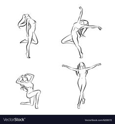 four silhouettes of women doing yoga poses on white background stock photo, images and royalty