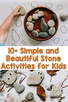 Aug 16, 2020 - Check out these simple stone crafts and rock activities for kids! From stone puzzles to painted rocks, this post has over 10 great ideas! Rock Activities, Outdoor Nature Activities, Forest School Activities, Bug Crafts, Theme Nature, Calming Activities, Forest School