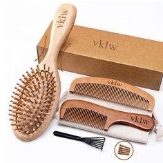 PRICES MAY VARY. Wooden Comb Restores Smooths Shiny Hair: The material of our wooden hair brush and wood combs is natural beech wood, with an ergonomic wooden handle and rounded wooden bristles (not sharp, prevents hair breakage), anti-static, no snagging, no pulling, so your hair will be smooth and frizz-free. Uniqueness of Our Wooden Hairbrush: VKLW wood brush and wooden combs are made from a single piece of wood, rather than being constructed from two mosaic pieces of wood. The food-grade sil Wooden Hairbrush, Extra Teeth, Wooden Hair Brush, Brush And Comb, Wood Comb, Wooden Paddle, Wooden Brush, Wooden Comb, Mosaic Pieces