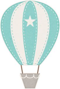 a blue and white hot air balloon with a star on it's side, cut out