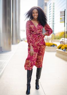 [Color: Burgundy] A gorgeous soft and silky midi wrap dress in a pretty botanical floral print. This classic silhouette features long voluminous sleeves and a belted waist for definition. Botanical Floral Prints, Burgundy Midi Dress, Midi Wrap Dress, Mid Length Dresses, Button Dress, Floral Midi Dress, Chic Dress, Black Midi Dress, Soft Black