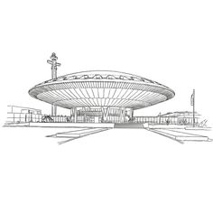 Digitale ‘pentekening’ van het Evoluon in Eindhoven Eindhoven