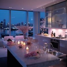 Fancy Loft Apartment, Apartment Kitchen New York, Luxury Condos Penthouses, Kitchen Goals Luxury, Cute Luxury Apartment, Highrise Apartment Kitchen, La Apartment Interior, Luxury Apartment Nyc, Orlando Apartment Aesthetic