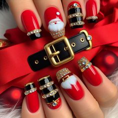 Nails Square Christmas, Christmas Nails Square, Square Christmas Nails, Nails Designs Christmas, Christmas Nails Simple, Christmas Nails Designs, Nail Vibes, Xmas Nail, Nails Square