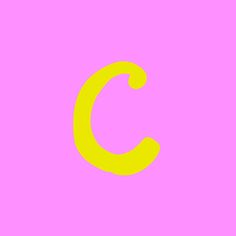 the letter c is made up of bright yellow letters on a blue background with an orange stripe