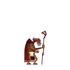 an old man with a shovel and a bucket on his shoulder is standing in front of a white background