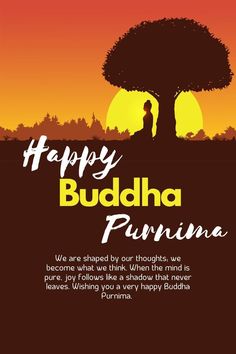 the buddha purna message is displayed in front of an image of a tree