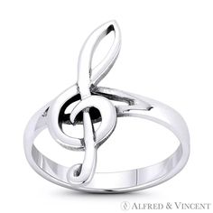 The Featured Ring Is Cast In Oxidized-Finish .925 Sterling Silver And Showcases A G-Clef Centerpiece On A Split-Shank Style Band. Product Details Product Id: St-Fr257-Slo-5 Metal Type: .925 Sterling Silver (Oxidized-Finish) Gram Weight: Approx. 1.7 Grams Measurements: G-Clef - 20mm (0.8in) X 7.5mm (0.3in) Band Width - 2.5mm (0.1in) Ring Size - 5 (Sizes 6 To 10 Available In Our Store) Religious Rings, Rings Ladies, Bracelets Bead, Silver Cuff Ring, Rings Eternity, Pink Gold Rings, Triple Band Ring, Rings Solitaire, Bracelets Chain