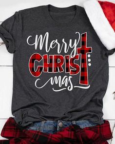 Christmas T Shirt Design, Family Christmas Shirts, Plaid Fashion, Casual Tops For Women, Christmas T Shirt, Christmas Tees, Holiday Shirts, Christmas Christmas, Christmas Shirt