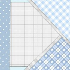 blue and white checkered paper with hearts on the bottom, one is folded in half