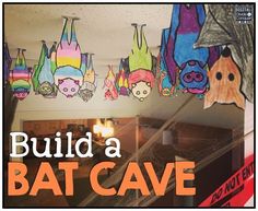 a bat cave with bats hanging from it's ceiling and the words build a bat cave