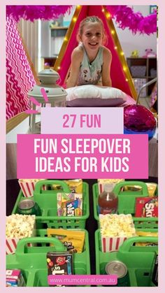 Fun Sleepover Ideas For Kids, Sleepover Ideas For Kids, Slumber Party Foods, Ideas Sleepover, Slumber Party Activities, Girls Sleepover Party, Sleepover Birthday Party