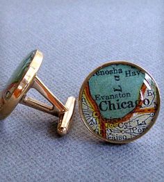 Bronze Custom Map Cufflinks. Pick your city. Grooms Gift, Bacon Pancakes, Chicago Map, Dapper Dan, Ageless Style, Custom Map, Unique Things, Men's Clothes