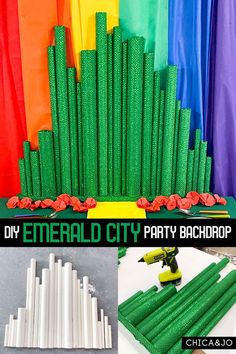 Wizard Of Oz Castle Emerald City, The Wiz Decorations Themed Parties, Wizard Of Oz Desk Decorations, Pool Noodle Emerald City, Wizard Of Oz Trunk Or Treat Ideas Emerald City, Wizard Of Oz Camp Theme, Wizard Of Oz Wagon Ideas, Wizard Of Oz Gala Ideas