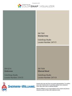 the color scheme for sherwinn - williams's paint swatches, including gray and