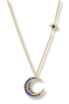 The Luna Delicate Necklace in Sapphire Blue features a stunning pavé crescent moon and twinkling gold and gemstone star on a delicate rope chain. Add a touch of celestial beauty to any outfit with this elegant and eye-catching piece. 24K gold plate, CZ Length: 16.5 / 17.5 inches (adjustable) Closes with lobster clasp Julie Vos hallmark Julie Vos, Sapphire Blue, Delicate Necklace, Rope Chain, Crescent Moon, Crescent, Blue Sapphire, Lobster Clasp, Hallmark