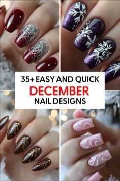 Short December Nails, December Nails Simple, December Nail Designs, Dramatic Nails, New Years Nail Designs, 21 December, Shimmer And Shine