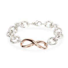 Tiffany & Co. Infinity Bracelet In Rubedo & Sterling Silver Bracelet / Silver Tiffany &Amp; Co. Sterling Silver Bracelet, Bracelet Silver, Tiffany & Co., Infinity Bracelet, Silver Bracelets, Sterling Silver Bracelets, Silver Color, Limited Time, Silver Bracelet