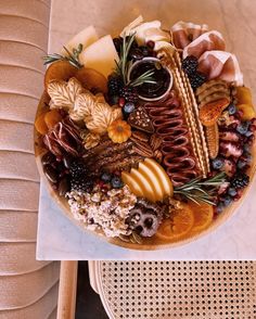 a platter filled with different types of food