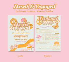 an orange and white flyer with the words dazed & engaged on it's side