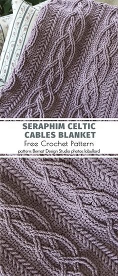 the knitting pattern for this cabled blanket is very easy to make and looks great