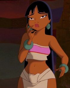 an animated image of a woman in a bathing suit with her hand on her mouth