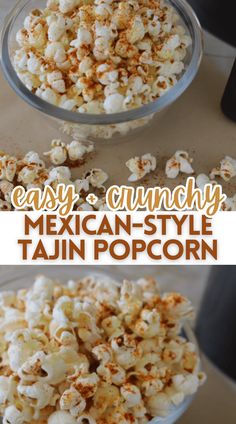 this is an easy and delicious mexican - style taco popcorn