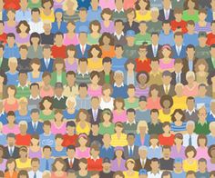 a large group of people in different colors and sizes royalty - all over print stock photo