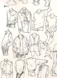 a drawing of different types of clothes