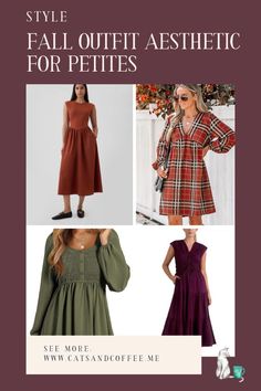 Fall Outfit Aesthetic: Casual and classy dress options for petites - Looking for great fall casual dresses? Here, you'll find the best casual fall dresses from top stores like Madewell, Bloomingdale's, Anthropologie, & more. With the latest cute fall fits and fall 2024 fashion trends, these petite friendly dresses will elevate your daily style with ease. With a range of midi dress options suitable for petites, you'll be ready to dress to impress in fall and autumn this year! Follow for more style tips, including the best petite styles, simple beauty recommendations, and feminine style finds! Dresses Casual Fall, Fall Fits