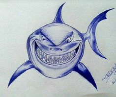 a drawing of a shark with teeth and fangs on it's face is shown