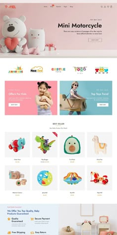 an image of a website page with toys on the front and back pages, including children's toys