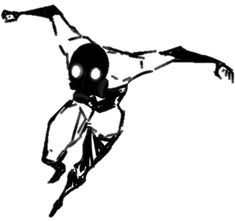 a black and white drawing of a person doing a trick