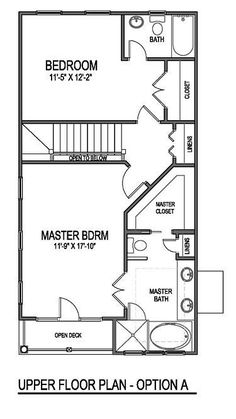 the upper floor plan for a two bedroom apartment