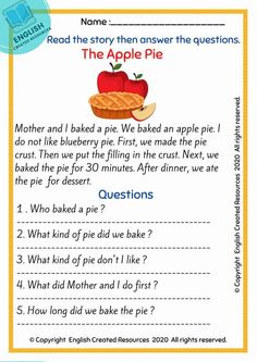 an apple pie worksheet with answers to help students understand what they are reading