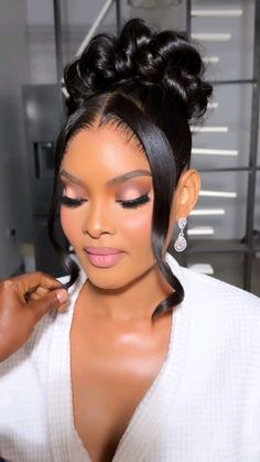 wigstyle wigstyling humanhairwigs lacewigs curlywig Hairstyles For Dinner, Glamorous Updo, Black Women Updo Hairstyles, Black Bridesmaids Hairstyles, Black Brides Hairstyles, Latest Hair Braids, Black Wedding Hairstyles, Sleek Ponytail Hairstyles, Updo Wedding