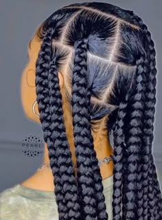 Easy hairstylea for natural hair. #hair Two Braids Added Hair, Braided Hairstyles For Black Women Cornrows, Big Box Braids Hairstyles, Cute Box Braids Hairstyles, Box Braid