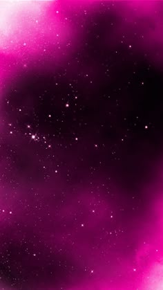 the space is filled with pink and purple stars, as well as some white clouds