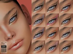 an image of the eyes and eyebrows of a woman with different colors on her face