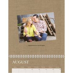 a calendar with an image of a couple on it