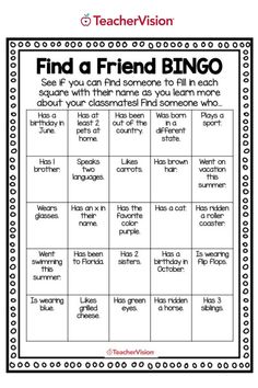 a printable game for friends to play with the teachervisioner's friend