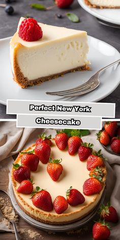 two different cheesecakes with strawberries on top